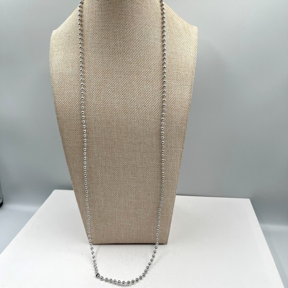 Vintage Silver tone Ball Bead Necklace Heavy Statement 16mm Large Chunky‎ Chain